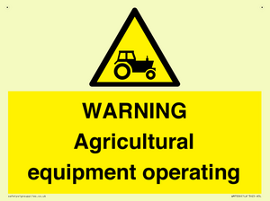 WARNING Agricultural equipment operating